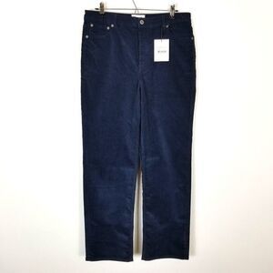 Rouge Paris Women Corduroy Pants Straight Leg Blue 44 US 12